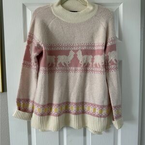 Pink and Cream Llama Sweater